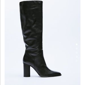 Zara heeled leather knee boots size 40